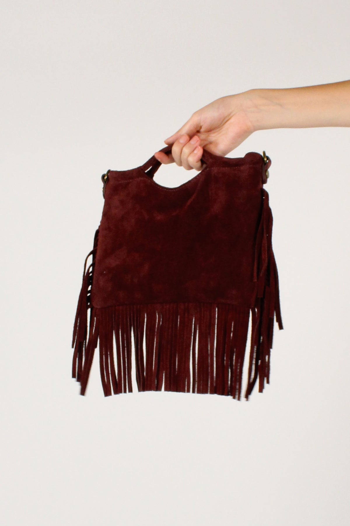 Borsetta in Pelle Scamosciata con Frange