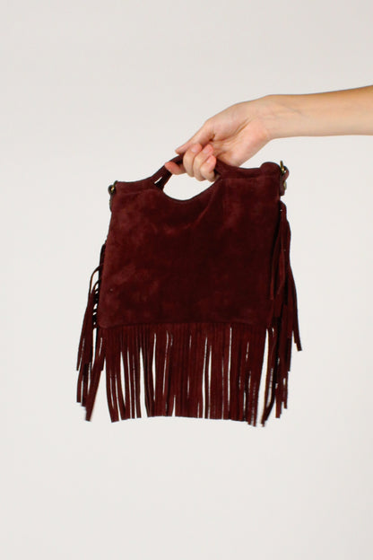 Borsetta in Pelle Scamosciata con Frange