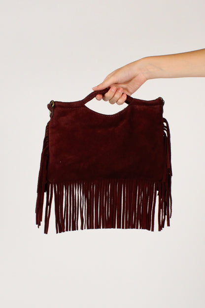 Borsetta in Pelle Scamosciata con Frange