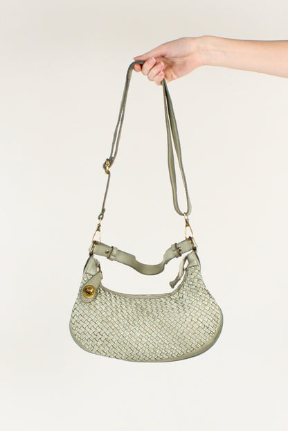 Borsa Mezzaluna in Pelle Intrecciata