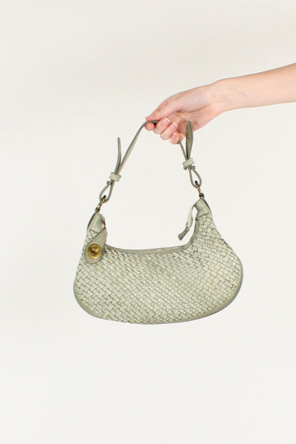 Borsa Mezzaluna in Pelle Intrecciata