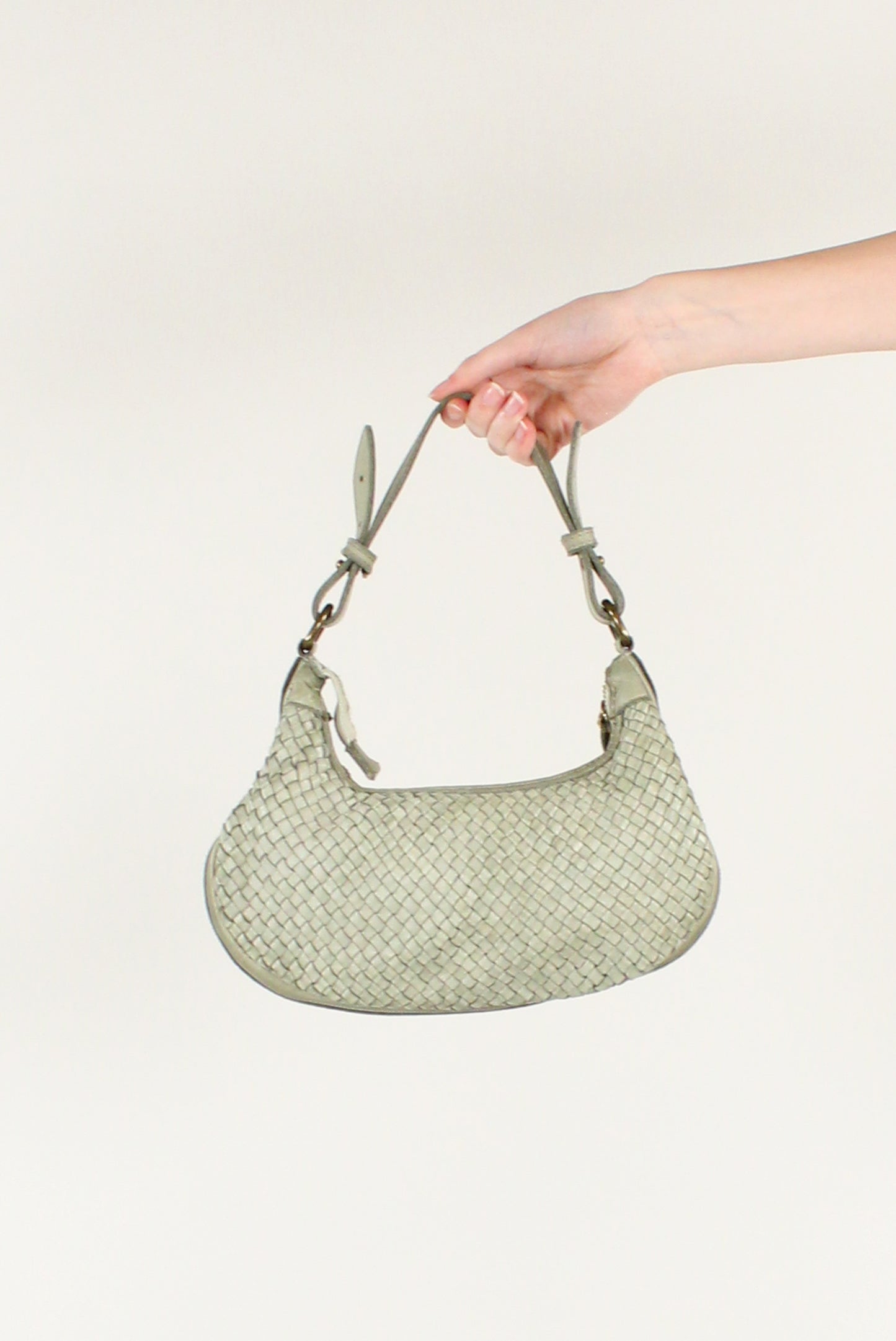 Borsa Mezzaluna in Pelle Intrecciata