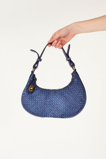 Borsa Mezzaluna in Pelle Intrecciata