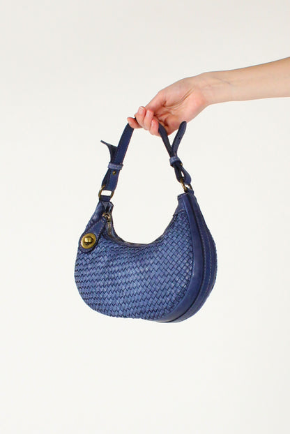Borsa Mezzaluna in Pelle Intrecciata