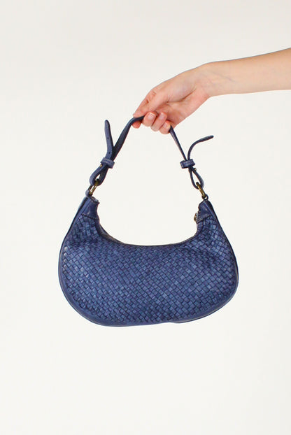 Borsa Mezzaluna in Pelle Intrecciata