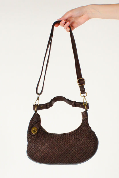 Borsa Mezzaluna in Pelle Intrecciata