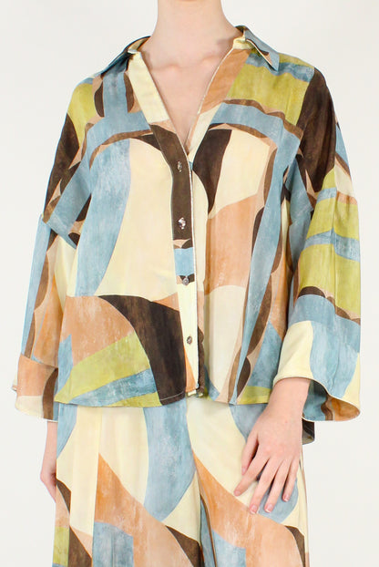 Camicia Fantasia Astratta in Viscosa