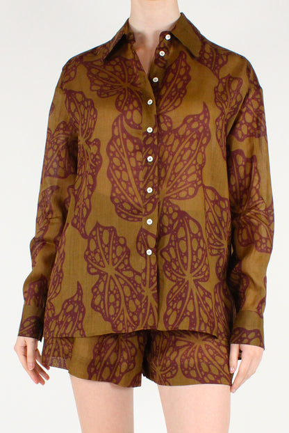Ramie Abstract Print Shirt