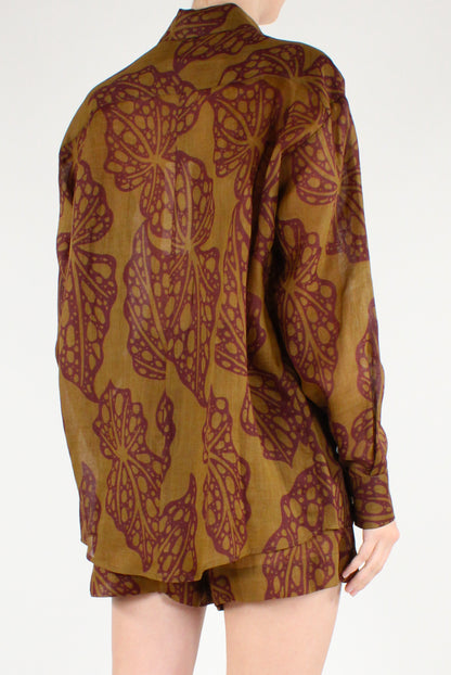 Ramie Abstract Print Shirt