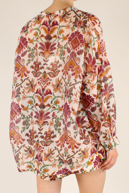 Camicia in Mussola di Lyocell Fantasia Bordeaux