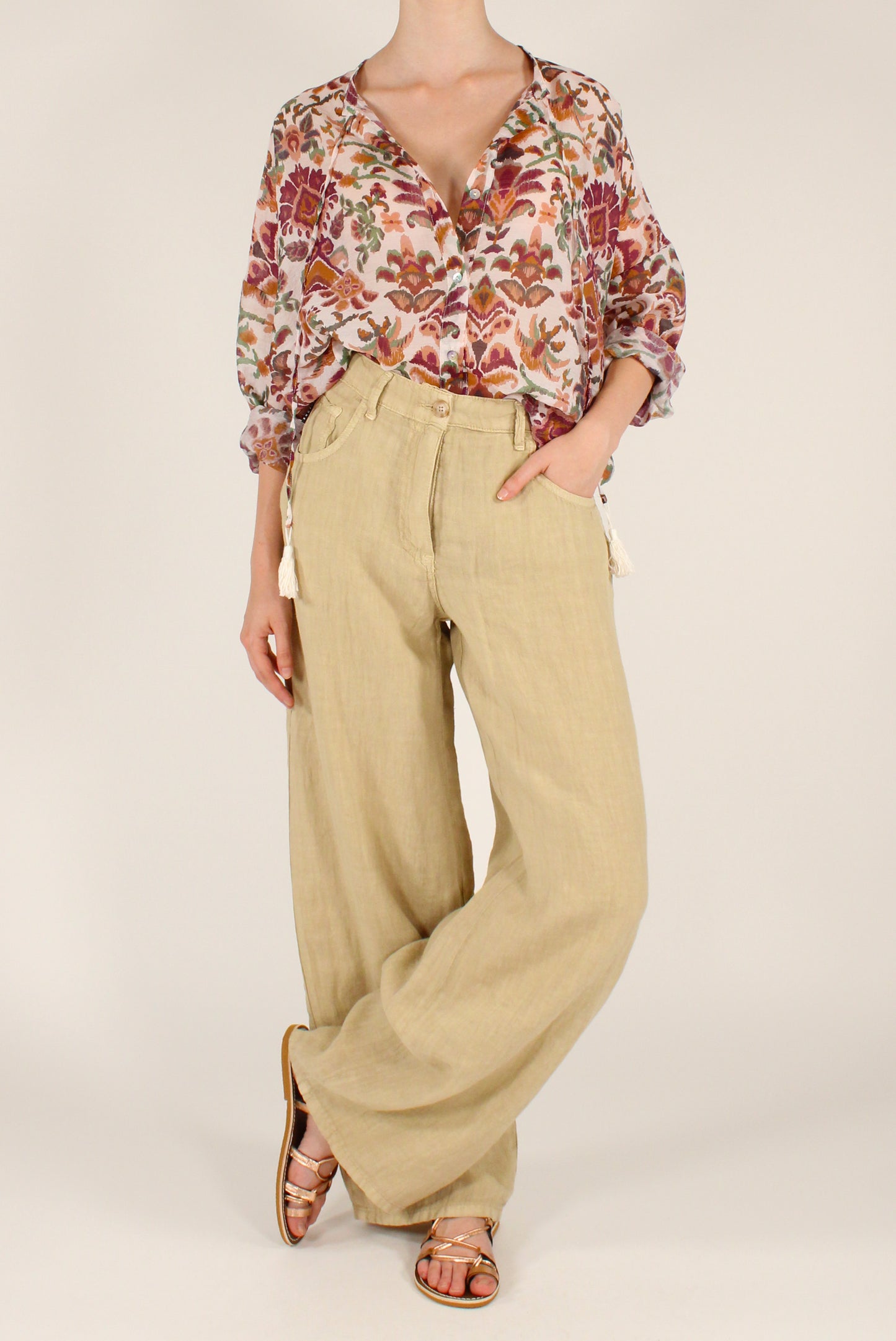 Camicia in Mussola di Lyocell Fantasia Bordeaux