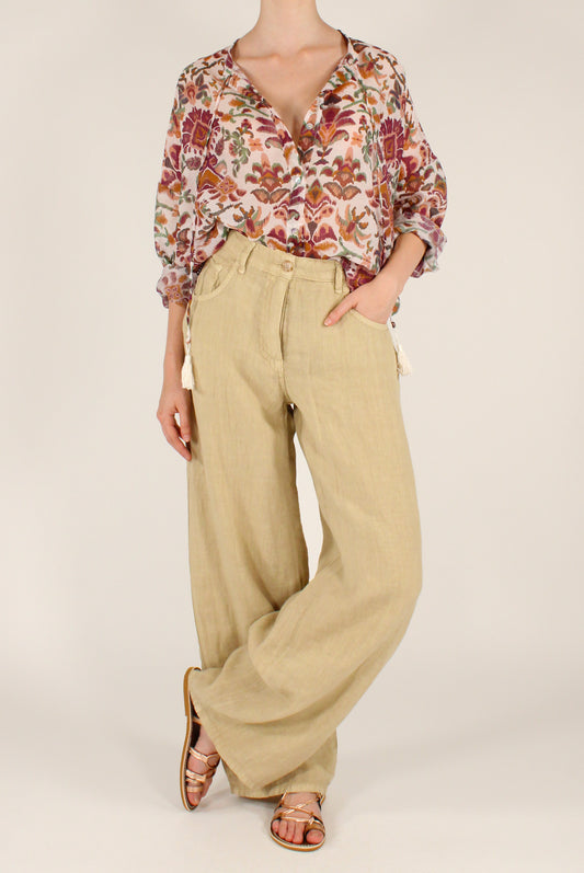 Camicia in Mussola di Lyocell Fantasia Bordeaux