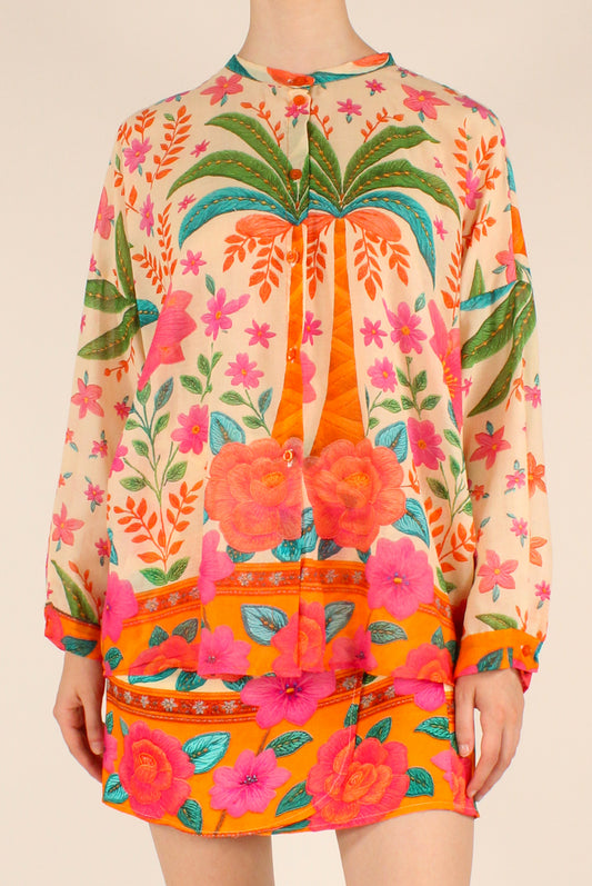 Camicia Stampa Fantasia Floreale con Palme