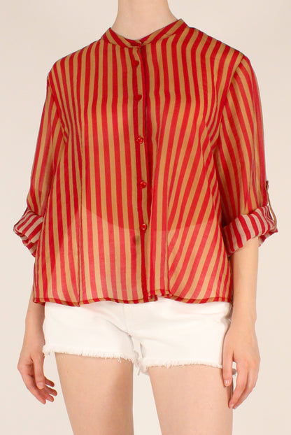 Camicia Coreana a Righe in Mussola