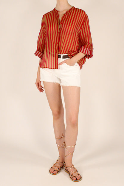 Camicia Coreana a Righe in Mussola