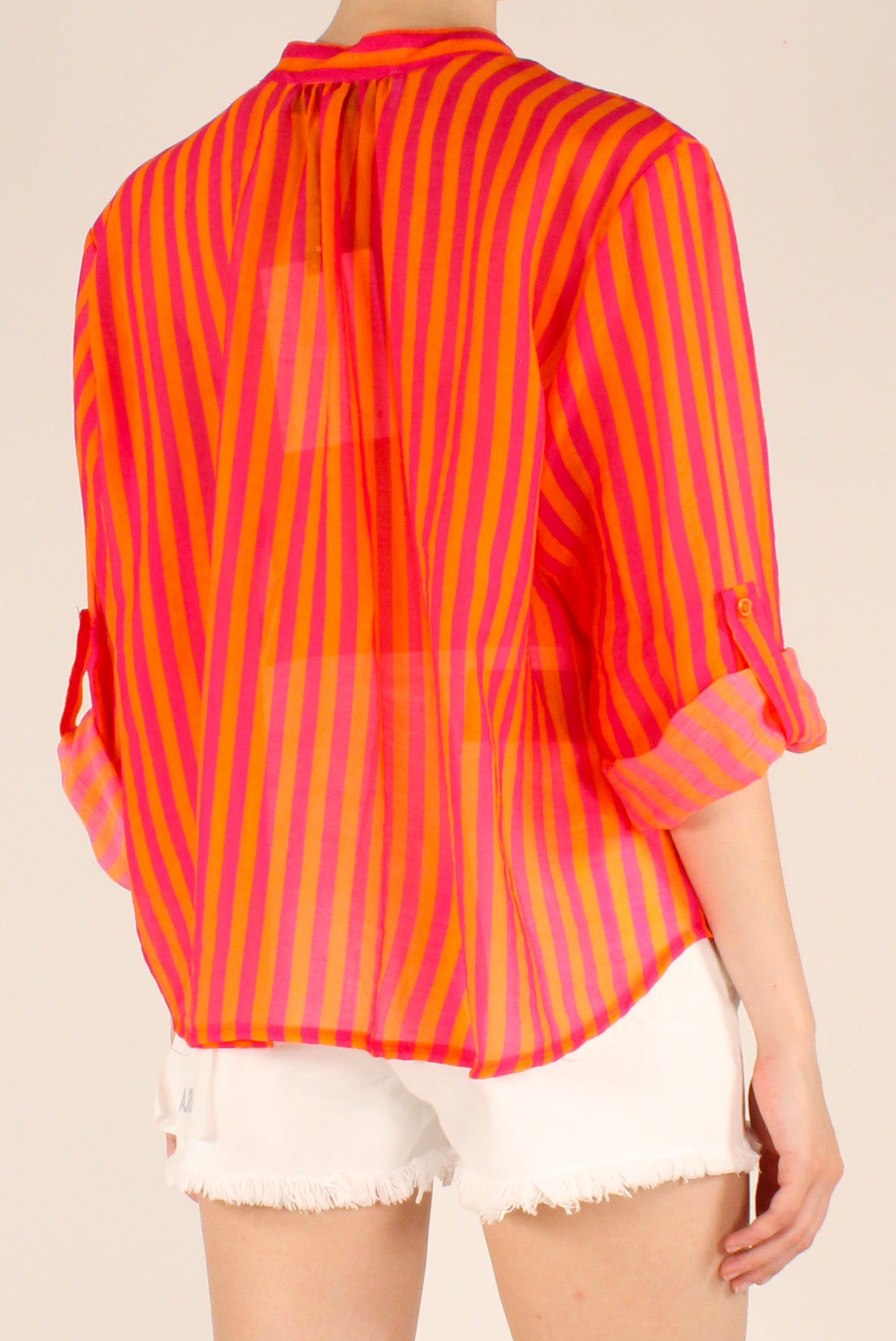 Camicia Coreana a Righe in Mussola