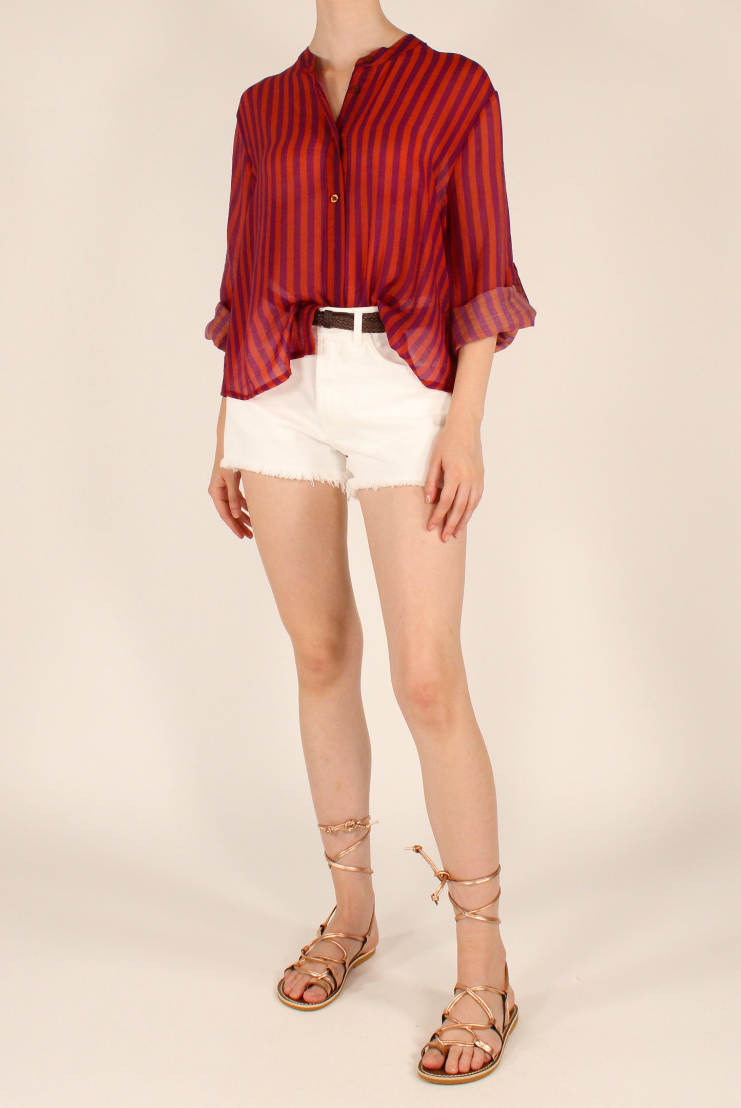 Camicia Coreana a Righe in Mussola