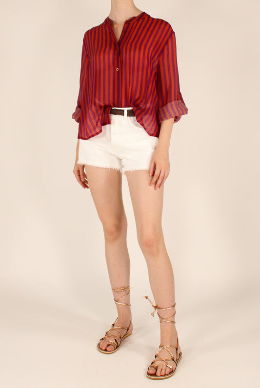 Camicia Coreana a Righe in Mussola