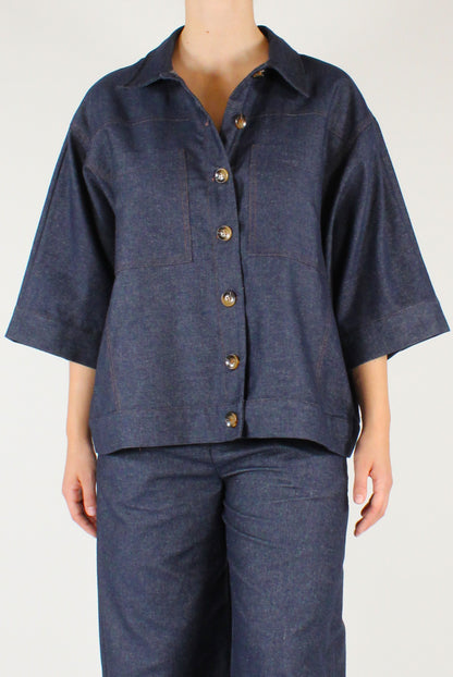 Camicia a Maniche Corte in Denim