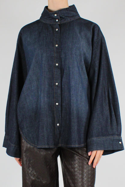 Camicia Ampia in Denim Lavaggio Scuro