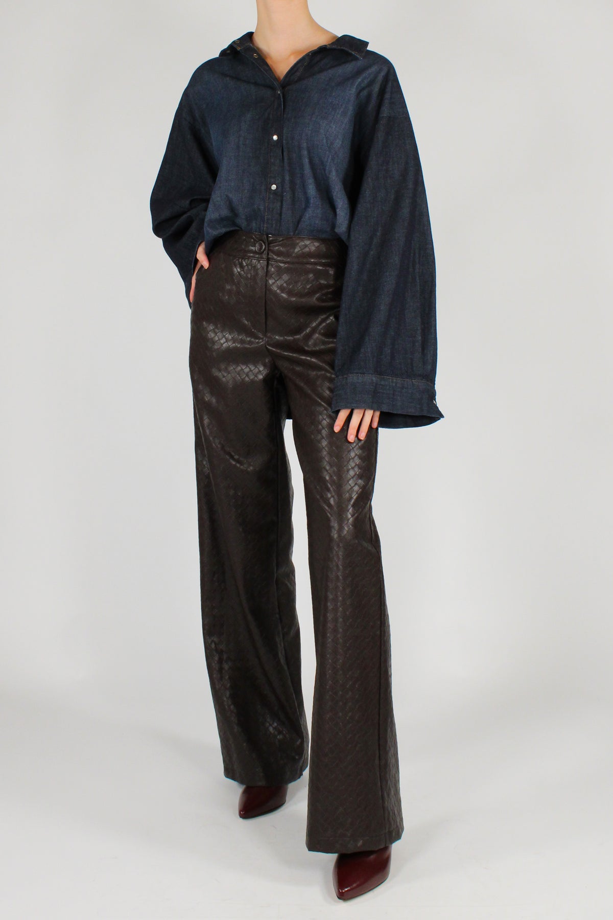 Camicia Ampia in Denim Lavaggio Scuro
