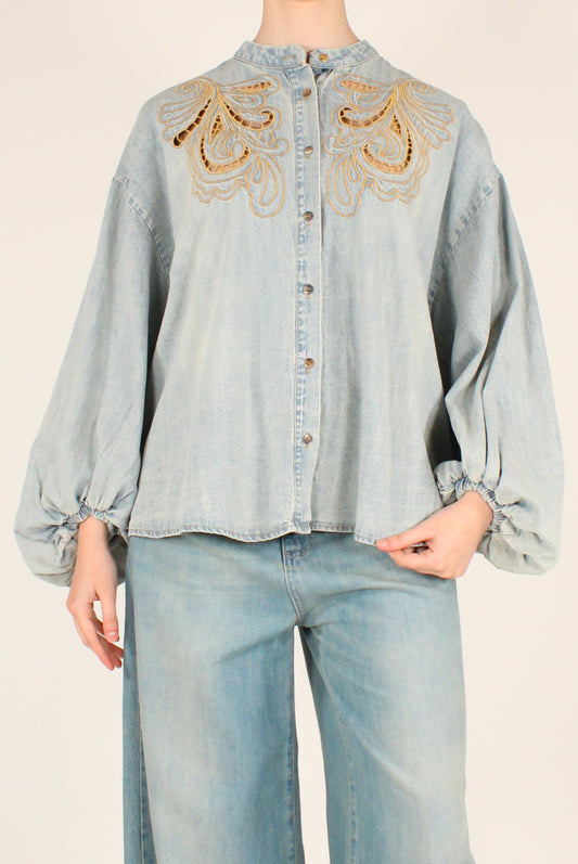 Camicia in Denim con Ricami