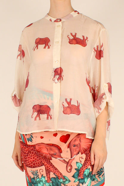 Camicia Stampa Elefanti Maculati