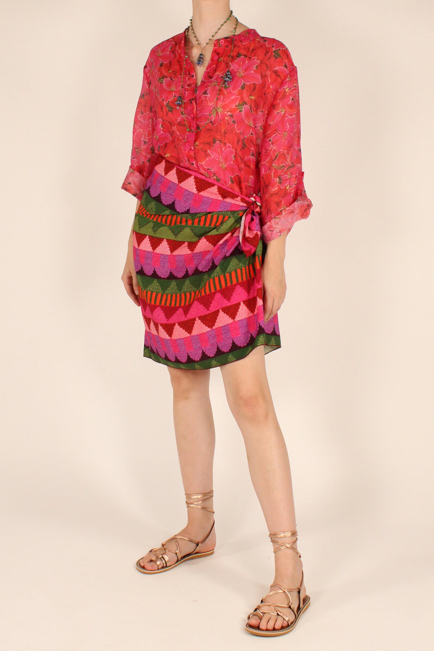 Camicia Stampa Fiore Rosso