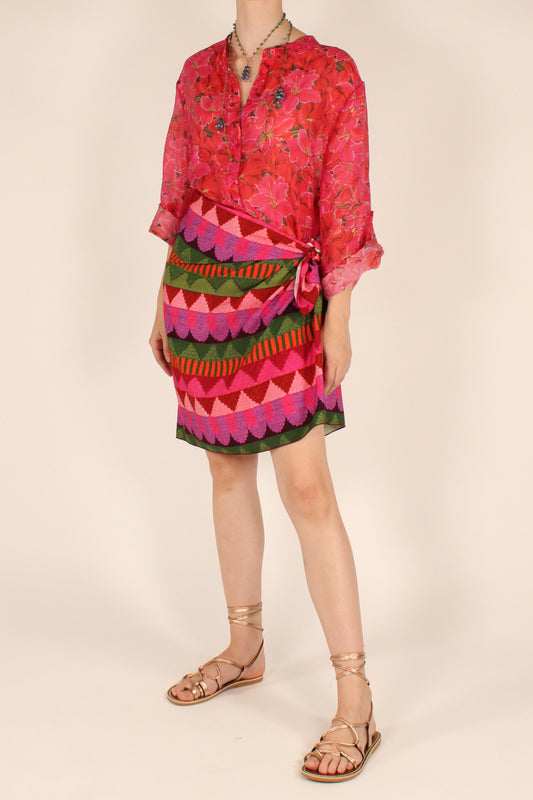 Camicia Stampa Fiore Rosso