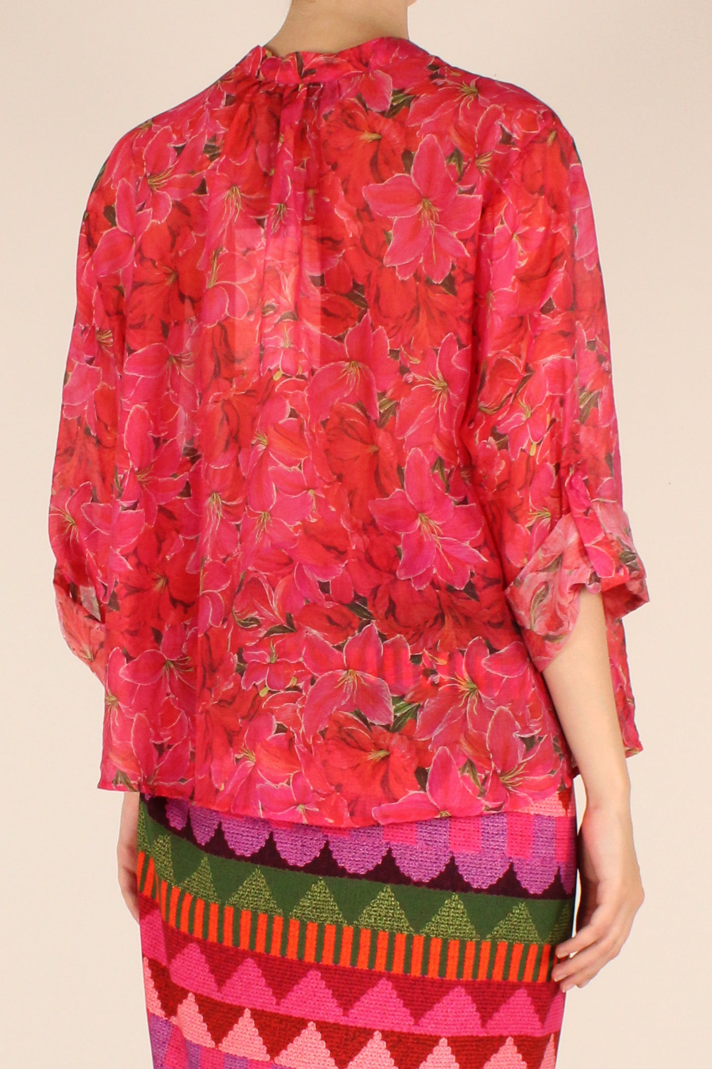 Camicia Stampa Fiore Rosso