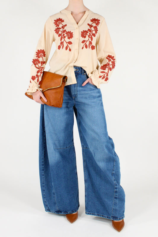 Camicia con Fiori Ricamati