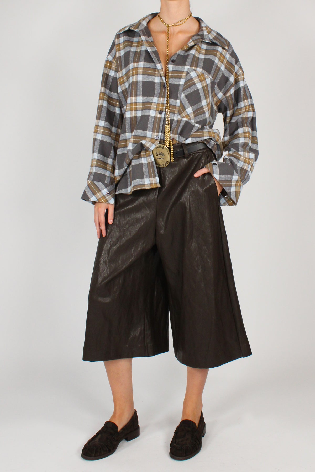 Camicia Over Stampa Tartan in Flanella di Cotone