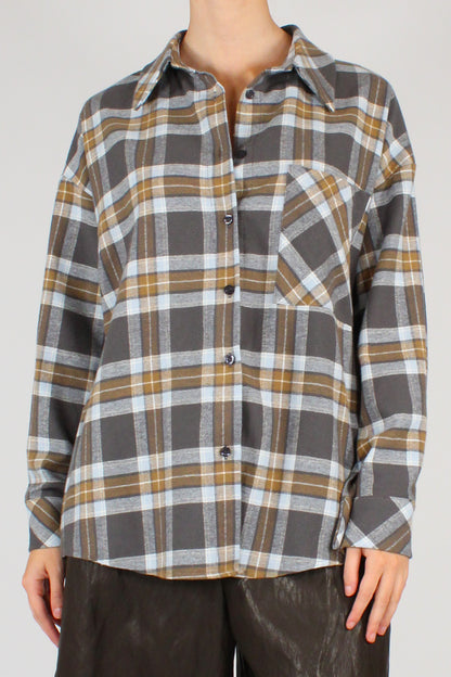 Camicia Over Stampa Tartan in Flanella di Cotone