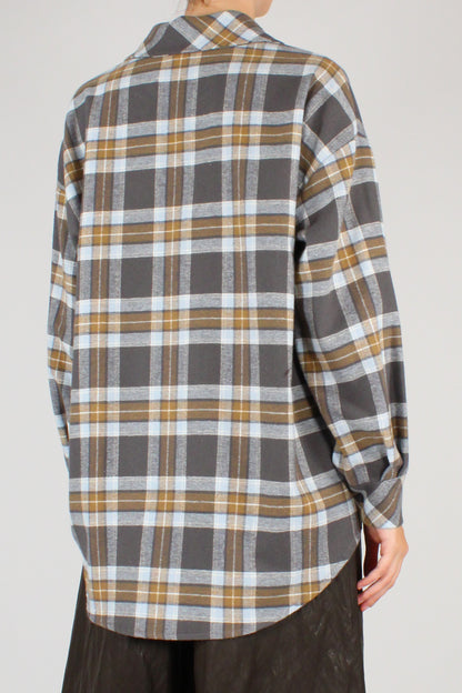 Camicia Over Stampa Tartan in Flanella di Cotone