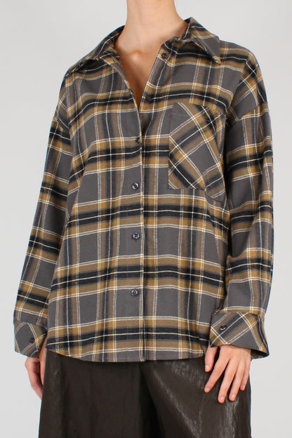 Camicia Over Stampa Tartan in Flanella di Cotone