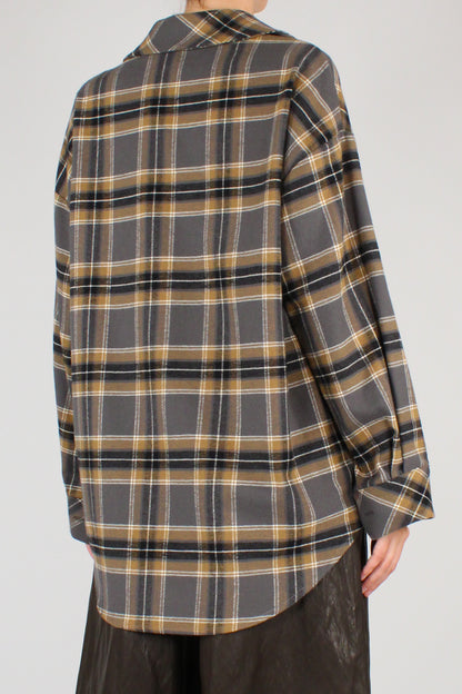 Camicia Over Stampa Tartan in Flanella di Cotone