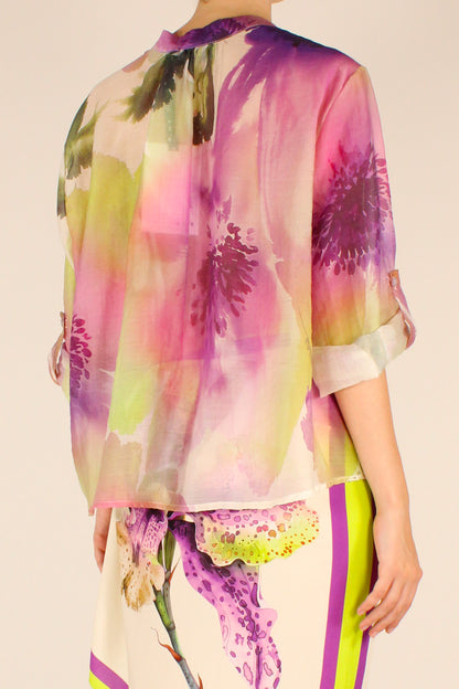 Camicia Stampa Floreale Viola