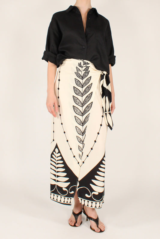 Two-Tone Print Pareo Maxi Skirt