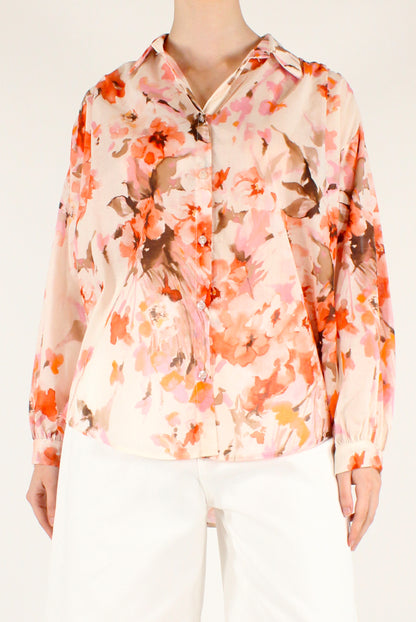 Camicia in Mussola di Cotone Stampa Floreale