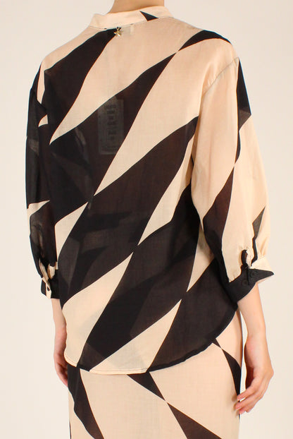 Camicia in Mussola Leggera Fantasia Astratta Bicolore