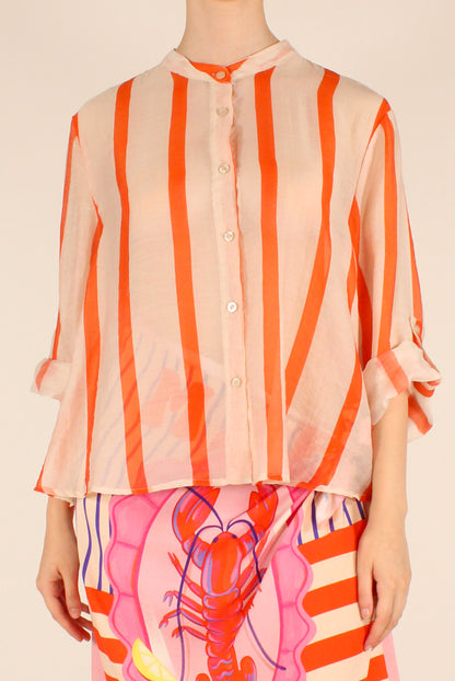 Camicia a Righe Arancioni in Mussola