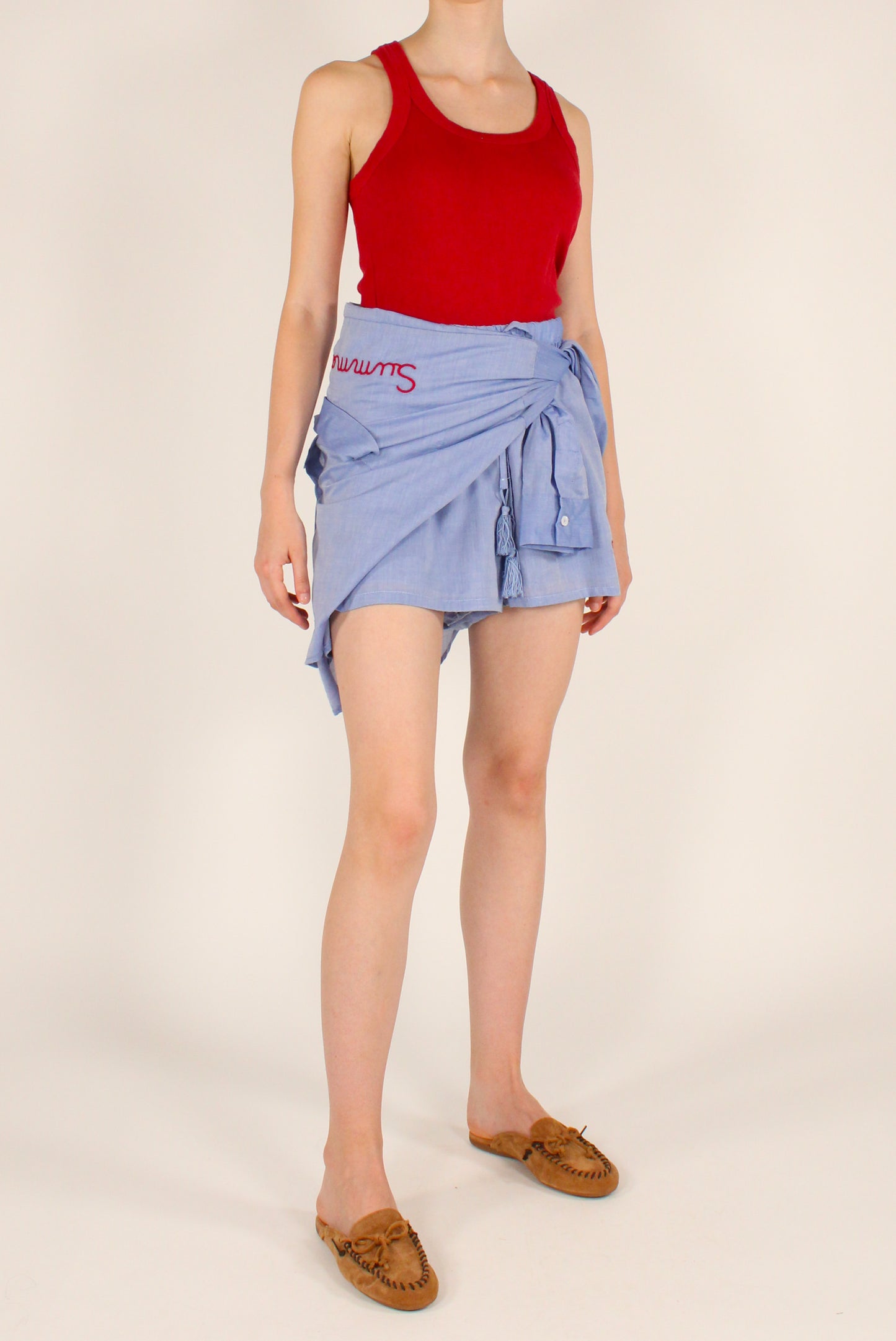 Camicia in Mussola di Cotone Ricamo "Summer Time"