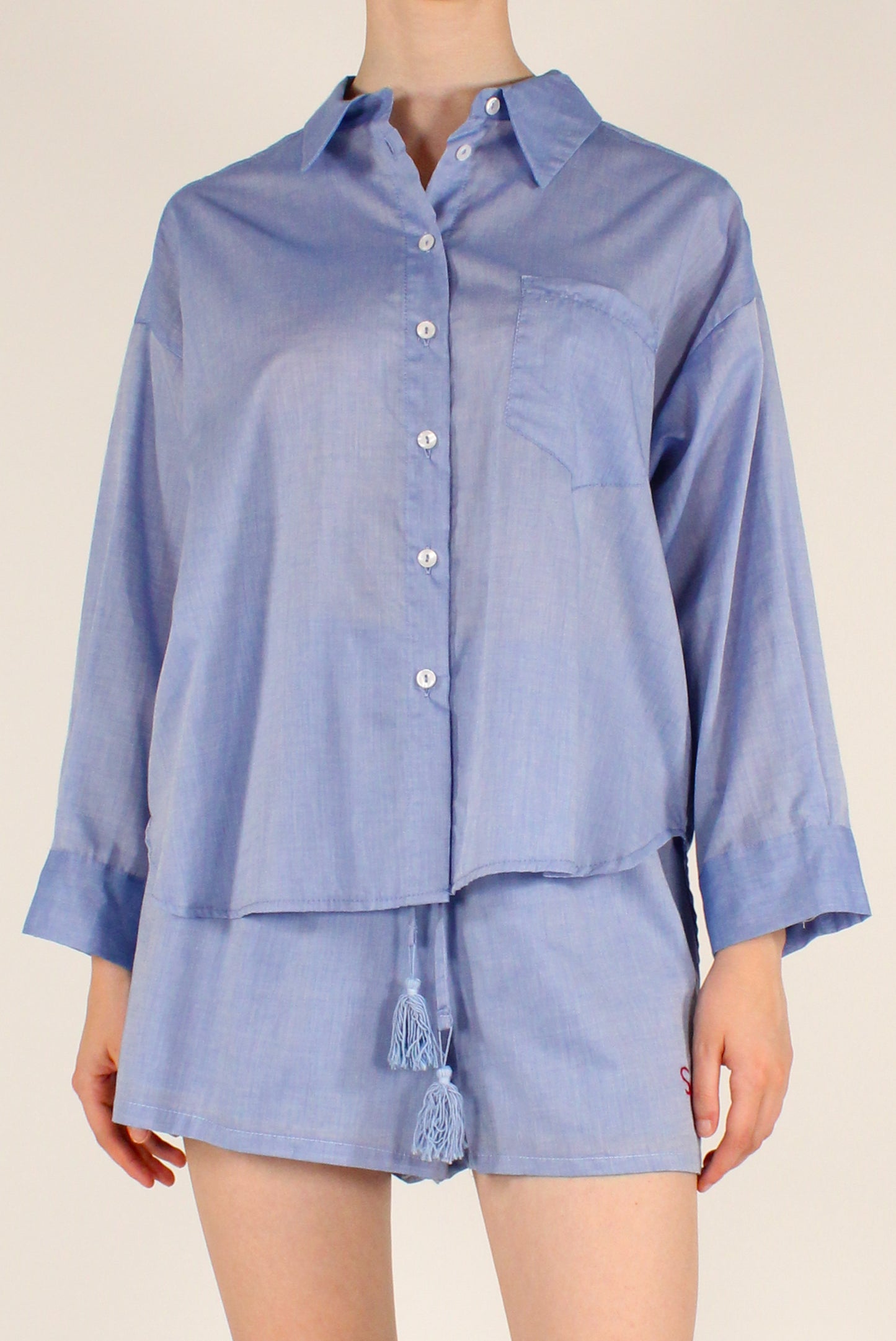 Camicia in Mussola di Cotone Ricamo "Summer Time"