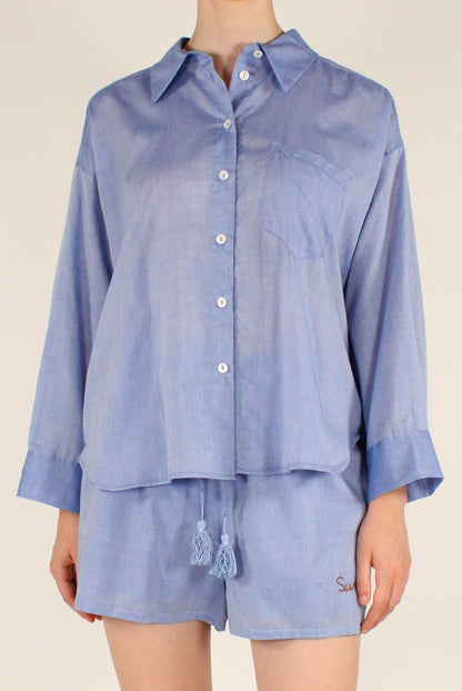 Camicia in Mussola di Cotone Ricamo "Summer Time"