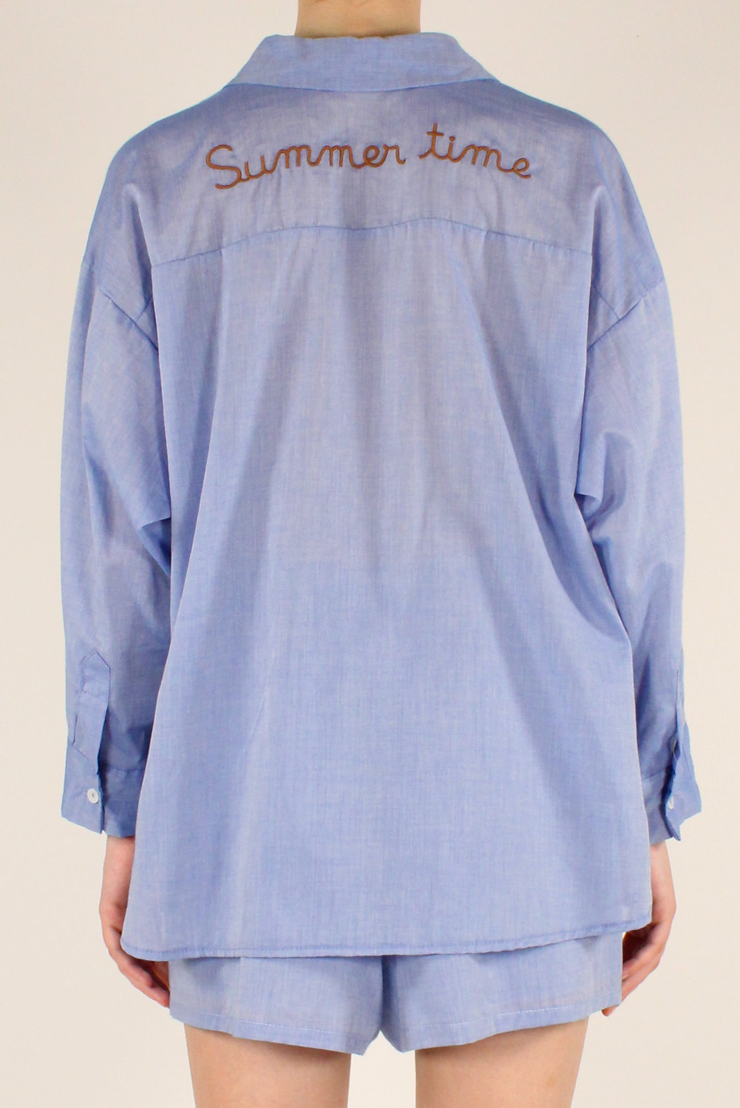 Camicia in Mussola di Cotone Ricamo "Summer Time"