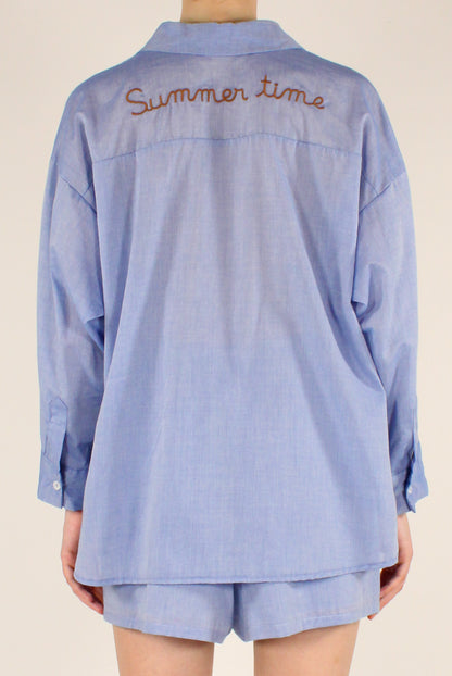 Camicia in Mussola di Cotone Ricamo "Summer Time"