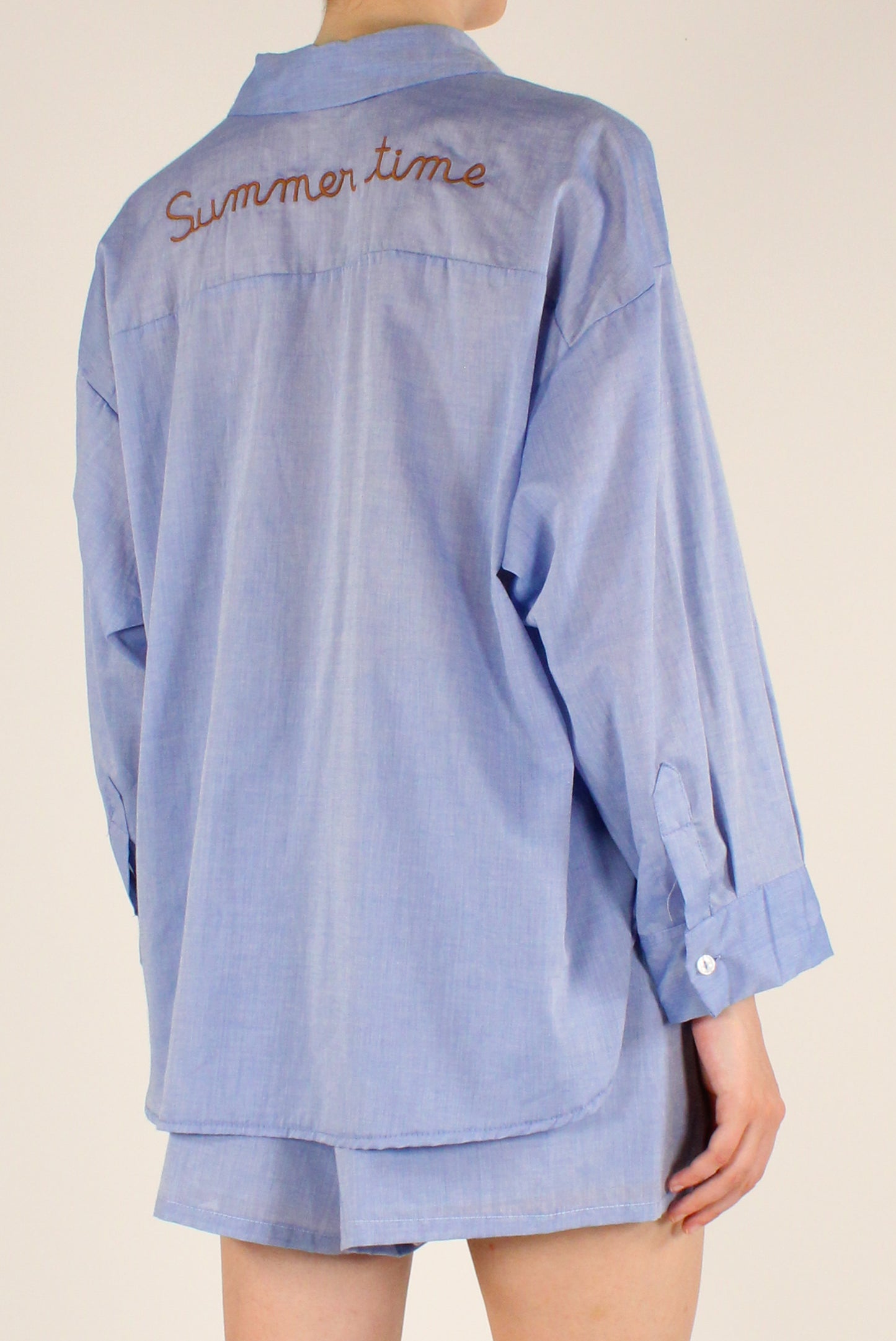 Camicia in Mussola di Cotone Ricamo "Summer Time"