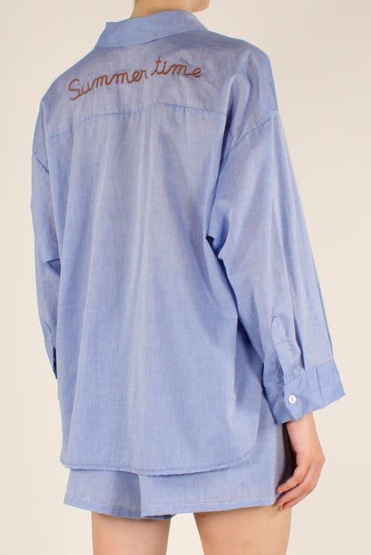 Camicia in Mussola di Cotone Ricamo "Summer Time"