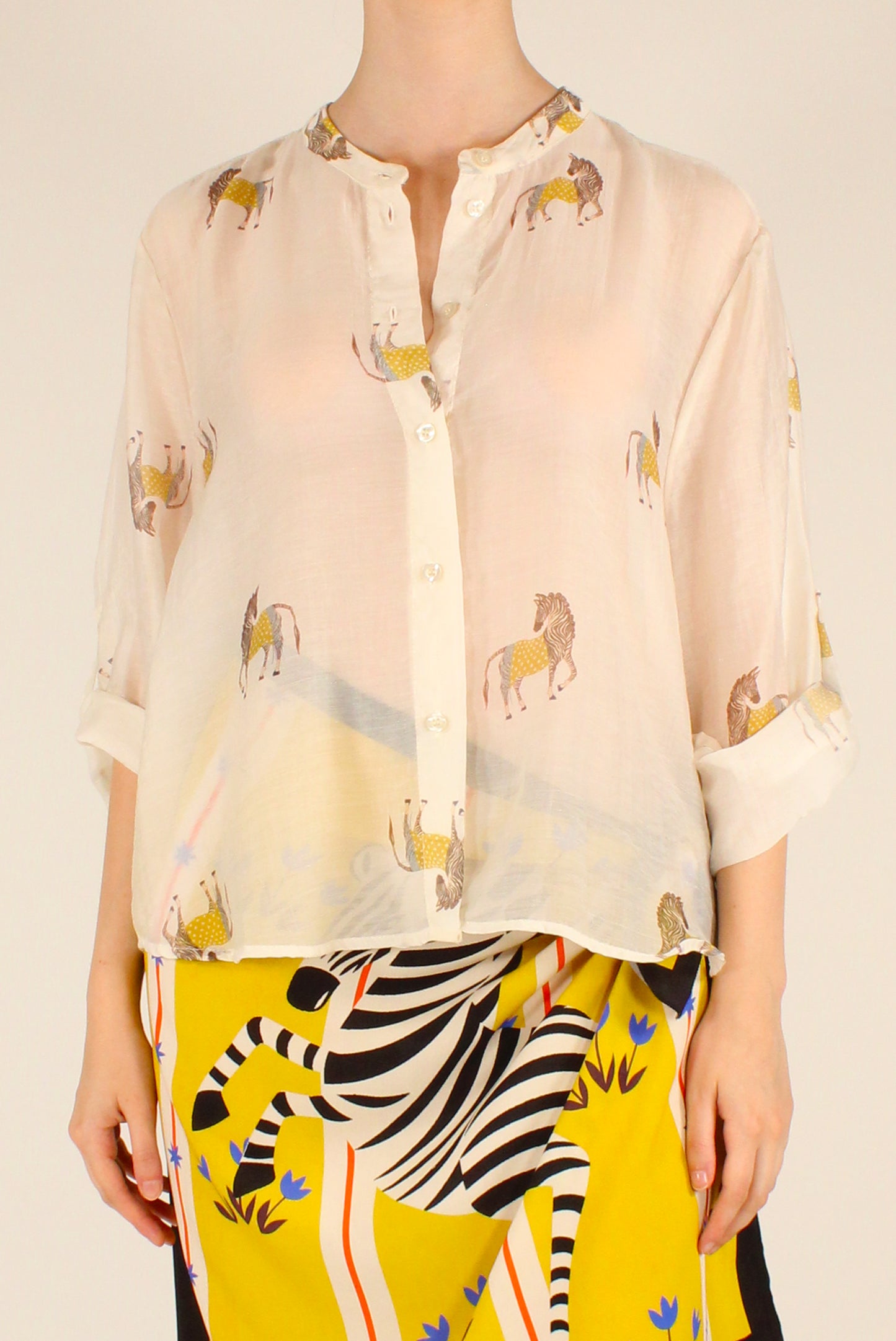 Camicia Stampa Zebre in Mussola