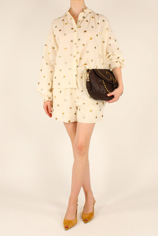 Camicia Coreana con Paillettes e Ricami